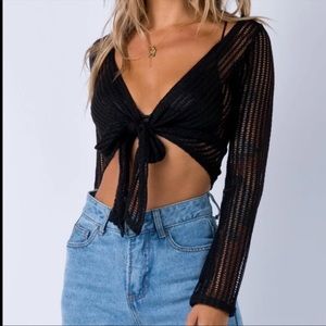 Princess Polly Tie Front Knit Crop Top